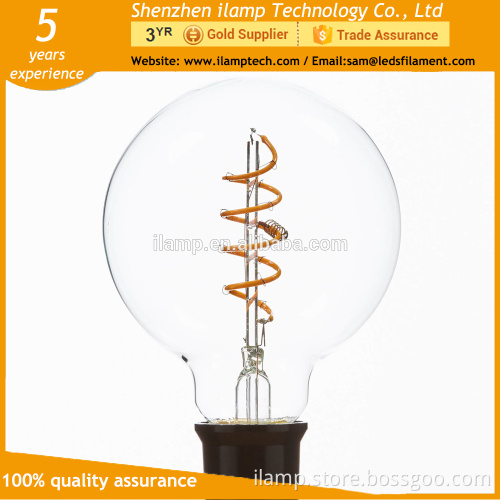 G125 Globle new products soft curved spiral LED filament bulb 3/5w LED edison bulb CE ETL/UL E26/E27/B22
